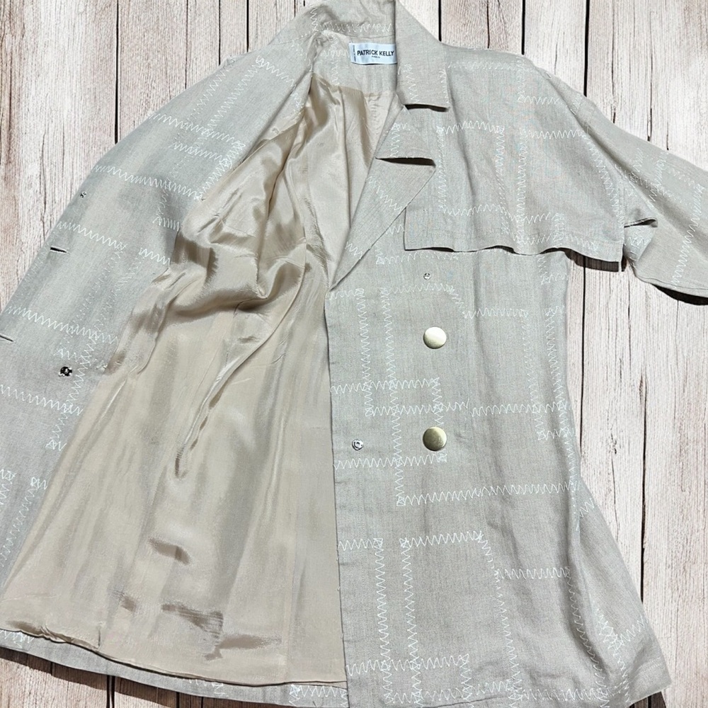 Vintage PATRICK KELLY Women’s 100% Linen Beige Jacket ~ Size 38 ~ MUSEUM WORTHY - Picture 7 of 16